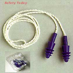 Ear Plugs, Airsoft Corded, White Nylon Cord, NRR 27 - Latex, Supported